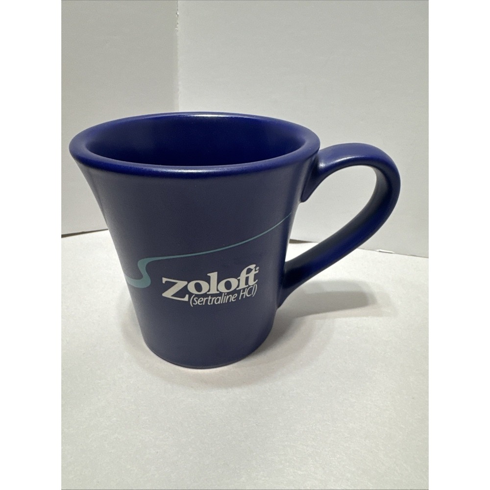 Coffee Mug Zoloft Pharmaceutical Collectible Pharma Drug Rep Advertising Blue